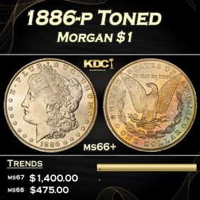 1886-p Morgan Dollar Toned $1 ms66+ SEGS