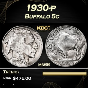 1930-p Buffalo Nickel 5c Grades ms66