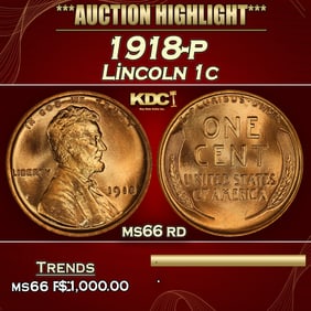 1918-p Lincoln Cent 1c ms66 rd SEGS
