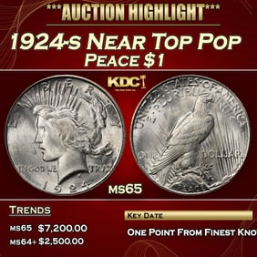 1924-s Peace Dollar Near Top Pop $1 ms65 SEGS