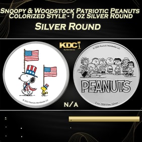 Snoopy & Woodstock Patriotic Peanuts Colorized Style - 1 oz Silver Round Round