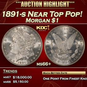 1891-s Morgan Dollar Near Top Pop! $1 ms66+ SEGS