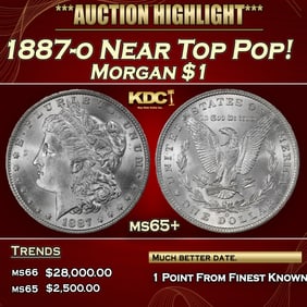 1887-o Morgan Dollar Near Top Pop! $1 ms65+ SEGS