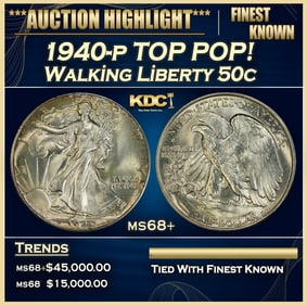 1940-p Walking Liberty Half Dollar TOP POP! 50c ms68+ SEGS