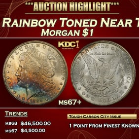 1884-cc Morgan Dollar Rainbow Toned Near Top Pop $1 ms67+ SEGS