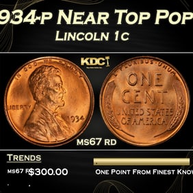 1934-p Lincoln Cent Near Top Pop 1c ms67 rd SEGS