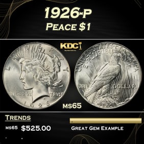 1926-p Peace Dollar $1 Grades ms65