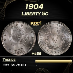 1904 Liberty Nickel 5c ms66 SEGS