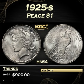 1925-s Peace Dollar $1 Grades ms64
