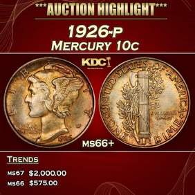 1926-p Mercury Dime 10c ms66+ SEGS