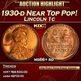 1930-d Lincoln Cent Near Top Pop! 1c ms66+ rd SEGS