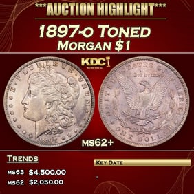 1897-o Morgan Dollar Toned $1 ms62+ USCG