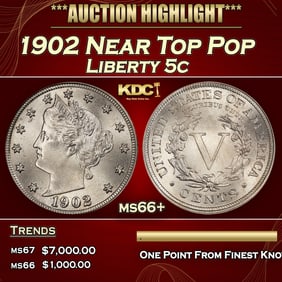 1902 Liberty Nickel Near Top Pop 5c ms66+ SEGS