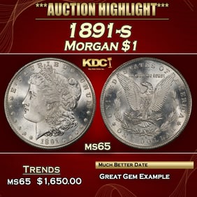 1891-s Morgan Dollar $1 ms65 SEGS