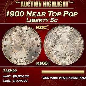 1900 Liberty Nickel Near Top Pop 5c ms66+ SEGS
