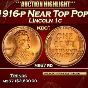 1916-p Lincoln Cent Near Top Pop! 1c ms67 rd SEGS