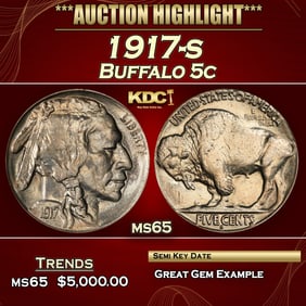 1917-s Buffalo Nickel 5c ms65 SEGS