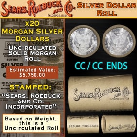 Double CC End SEARS Morgan Unc Dollar $1 Roll Rare 20 CC & CC Ends