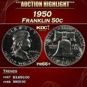 1950 Proof Franklin Half Dollar 50c pr66+ SEGS