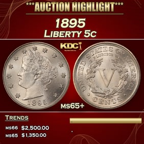 1895 Liberty Nickel 5c ms65+ SEGS