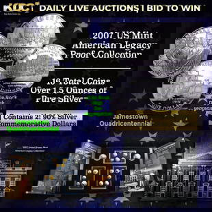 2007 U.S. Mint American Legacy Collection Set 16 Coins Over 1.5 Oz Of Silver: 2007 U.S. Mint American Legacy Collection Set 16 Coins Over 1.5 Oz Of Silver. Product DetailsThis American Legacy Collection Proof Set contains the 14 standard proof coins from 2007, along with the Ja