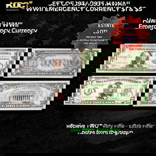 Set of 1934/1935 Hawaii WWII Emergency Currency $1 & KEY $5 Grades VF/XF: Set of 1934/1935 Hawaii WWII Emergency Currency $1 & KEY $5 Grades VF/XF. It was the darkest days of World War II, just after Pearl Harbor. Everybody in Hawaii was sitting on pins and needles. Were th