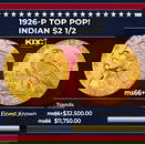 1926-p Gold Indian Quarter Eagle TOP POP! $2 1/2 ms66+ USCG