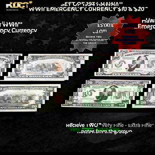 Set of 1934 Hawaii WWII Emergency Currency $10 & $20 Grades VF/XF: Set of 1934 Hawaii WWII Emergency Currency $10 & $20 Grades VF/XF. It was the darkest days of World War II, just after Pearl Harbor. Everybody in Hawaii was sitting on pins and needles. Were the Japan