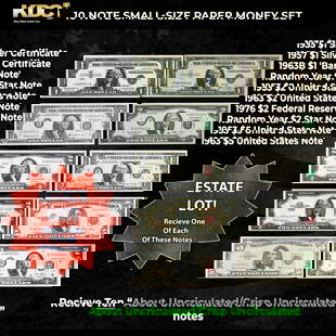 10 Note Small-Size Paper Money Set AU/CU: 10 Note Small-Size Paper Money Set AU/CU. Jump-start a collection with this set, spanning more than 75 years of U.S. paper money history! They&#194;&#8217;ll enjoy 10 different notes, including: 1935