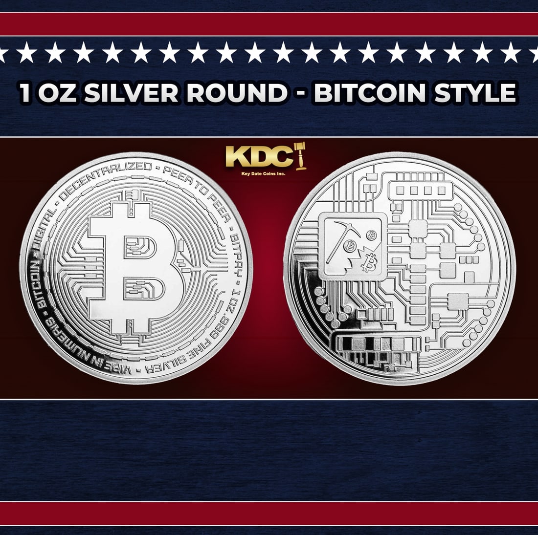 1 oz Silver Round - Bitcoin Style Round (1 of 3)