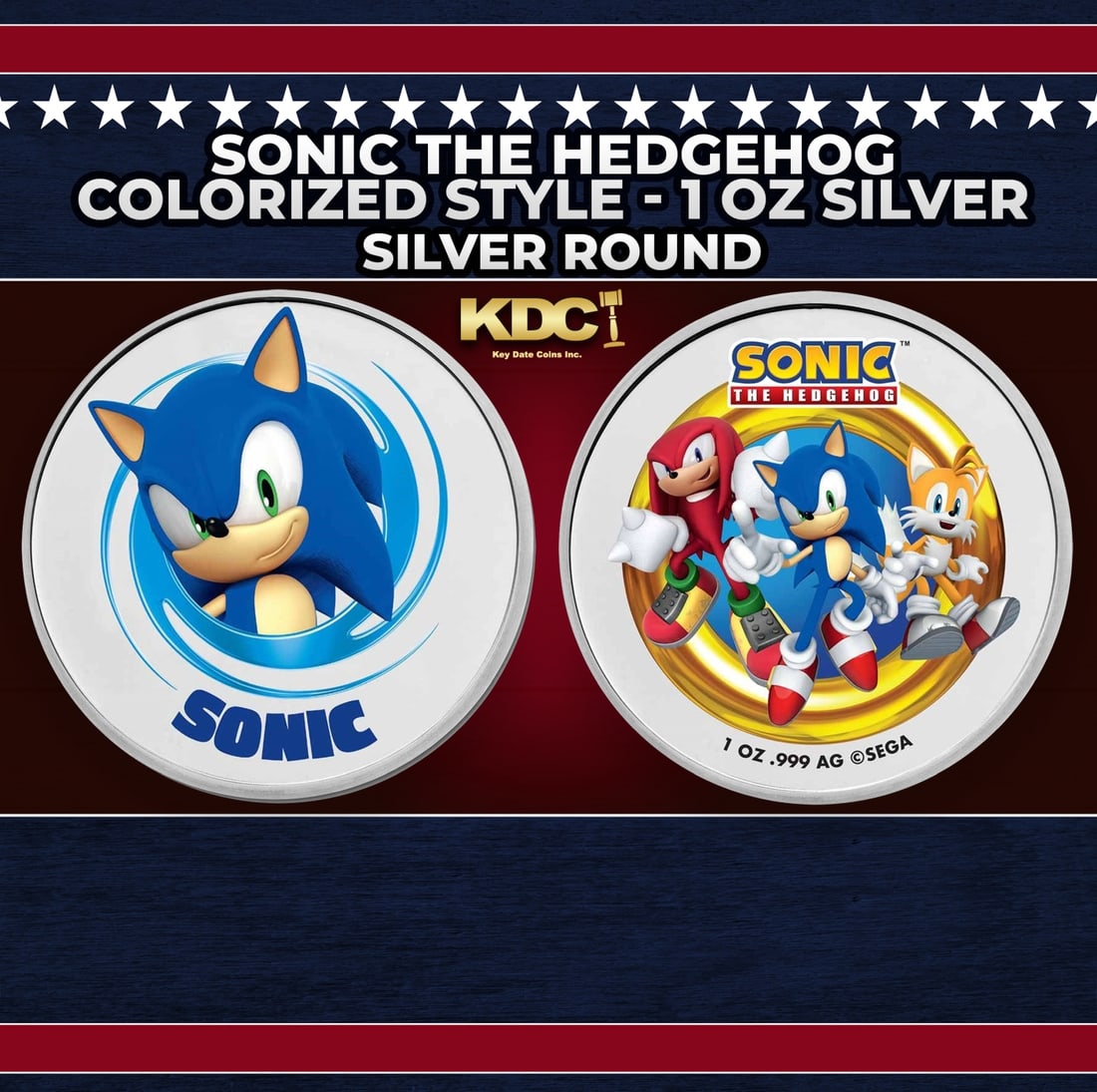 Sonic The Hedgehog Colorized Style - 1 oz Silver Round Round (1 of 3)