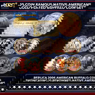 10 Coin 14k Gold Plated Famous Native Americans (American Indians) Gold Plated Buffalo Coin Set: 10 Coin 14k Gold Plated Famous Native Americans (American Indians) Gold Plated Buffalo Coin Set. Own a stunning collection of ten (10) colorized, non-monetary replica 2006 American Buffalo