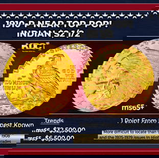 1910-p Gold Indian Quarter Eagle Near Top Pop! $2 1/2 ms65+ SEGS: 1910-p Near Top Pop! Gold Indian Quarter Eagle $2 1/2 ms65+ SEGS. The 1910 Indian quarter eagle claims a nominal mintage of 492,000 pieces, and the issue is a medium rarity in the series in