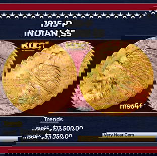 1915-p Gold Indian Half Eagle $5 ms64+ USCG: 1915-p Gold Indian Half Eagle $5 ms64+ USCG.