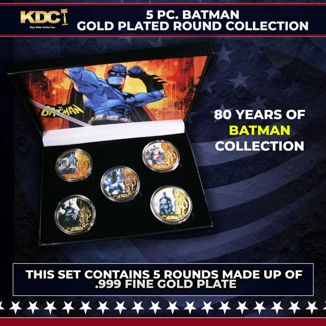 5 Coin Batman Gold Plated Round Collection (1 of 3)
