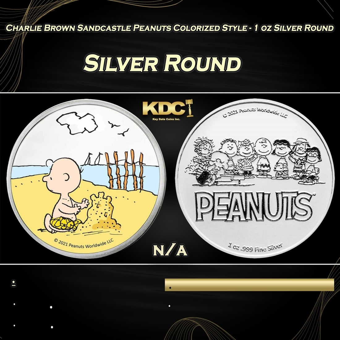 Charlie Brown Sandcastle Peanuts Colorized Style - 1 oz Silver Round Round (1 of 3)