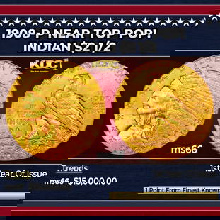 1908-p Gold Indian Quarter Eagle Near Top Pop! $2 1/2 GEM+ Unc USCG: 1908-p Near Top Pop! Gold Indian Quarter Eagle $2 1/2 GEM+ Unc USCG. The first-year-of-issue 1908 Indian five dollar was saved in greater numbers than following years, giving it a second reason for ty
