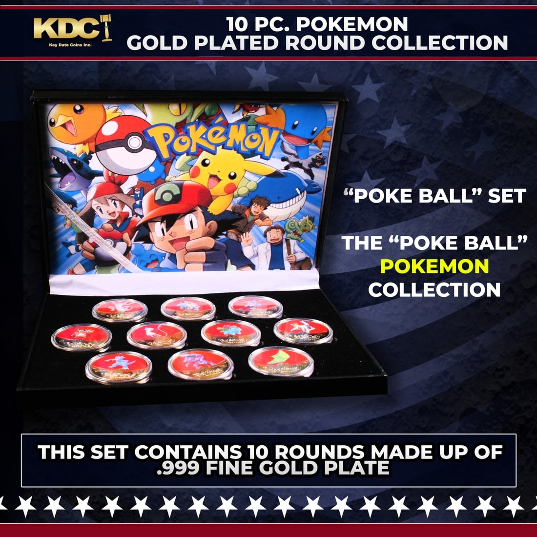 10 Coin Pokemon Gold Plated Round Collection "Poke Ball Set" (1 of 3)