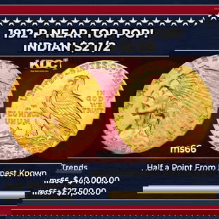 1912-p Gold Indian Quarter Eagle Near Top Pop! $2 1/2 GEM+ Unc USCG: 1912-p Near Top Pop! Gold Indian Quarter Eagle $2 1/2 GEM+ Unc USCG. Many Indian gold specialists consider the 1912 quarter eagle to be underrated in Gem and better condition. The spotlight is usually