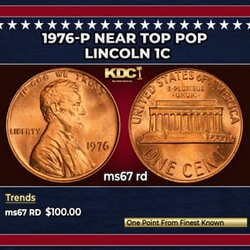 1976-p Lincoln Cent Near Top Pop 1c ms67 rd SEGS
