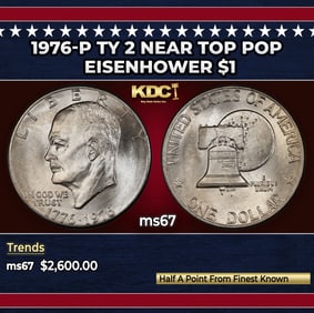 1972-p Ty 3 Eisenhower Dollar TOP POP! $1 ms66+ SEGS