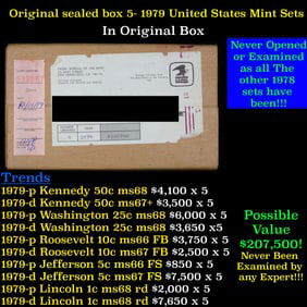 Original sealed Box of 5x 1979 United States Mint Set's