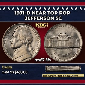 1973-d Jefferson Nickel Near Top Pop 5c ms66+ 5fs SEGS