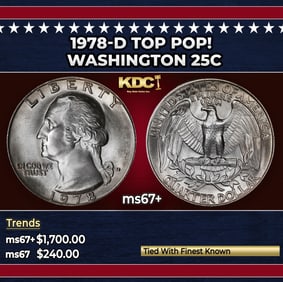 1978-d Washington Quarter Near Top Pop 25c ms67 SEGS