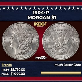 1904-p Morgan Dollar $1 ms65+ SEGS