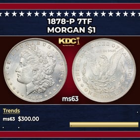 1878-p 7tf Morgan Dollar $1 Grades ms63