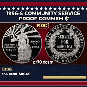 1996-s Community Service Proof Modern Commem Dollar $1 pr70 dcam SEGS