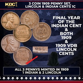 1942 WWII 5 Coin Date Set, 1 Of Each Type Of Coin Minted in 1942