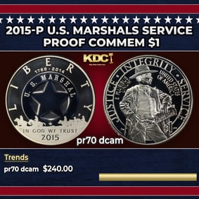 2015-P U.S. Marshals Service Proof Modern Commem Dollar $1 pr70 dcam SEGS