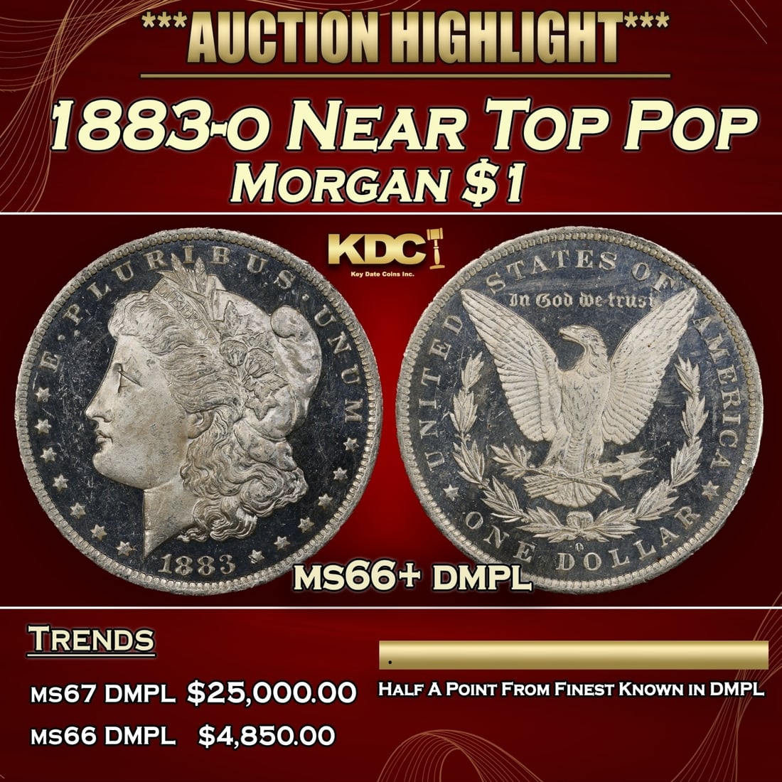 1883-o Morgan Dollar Near Top Pop $1 ms66+ dmpl SEGS (1 of 3)
